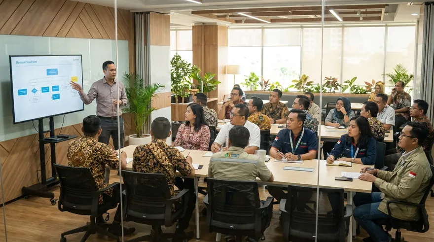 Pelatihan in-house di ruang rapat perusahaan